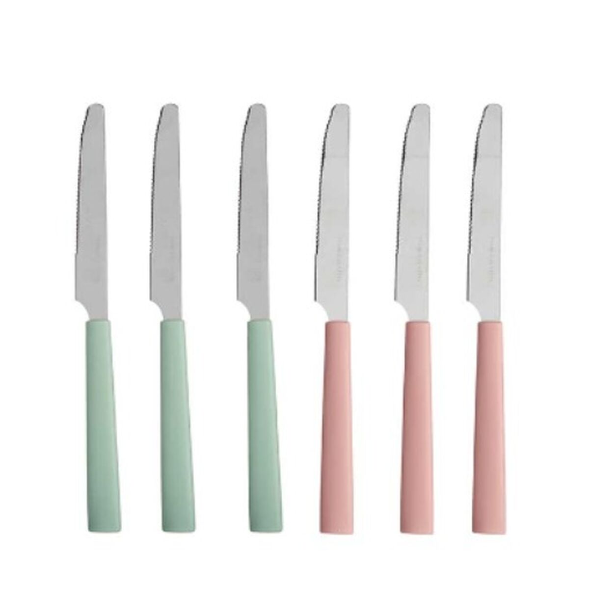 Ensemble de Couteaux Kinvara Vert Rose Argenté Acier inoxydable Plastique 9 x 28,3 x 3 cm (12 Unités)