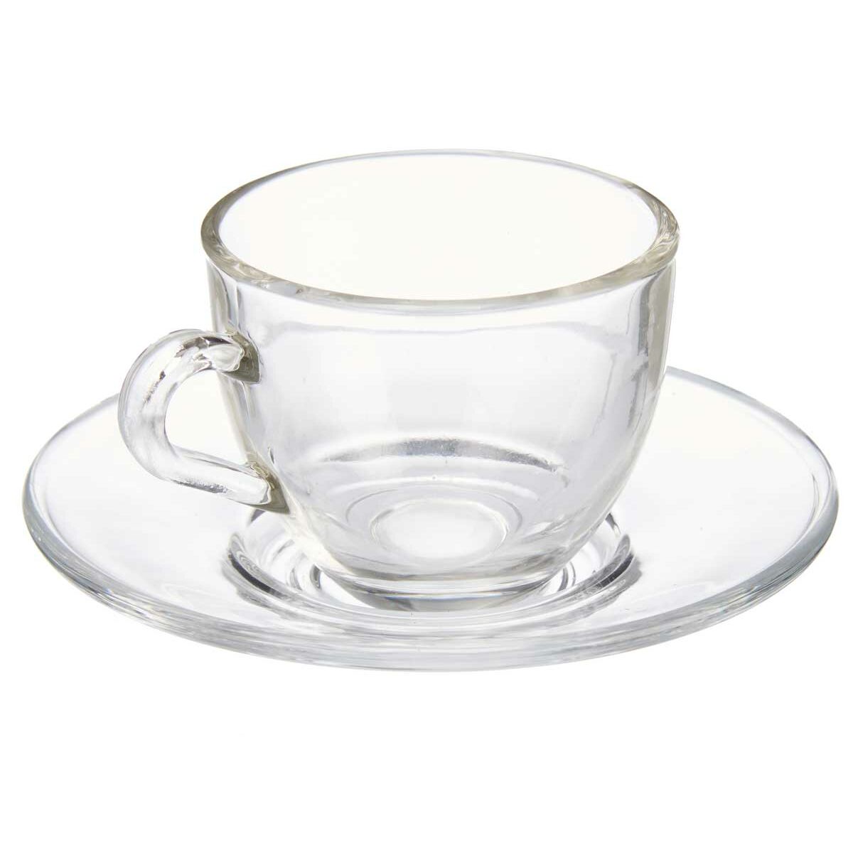 Tasse avec sous-tasse Vivalto Transparent verre 85 ml (6 Unités)