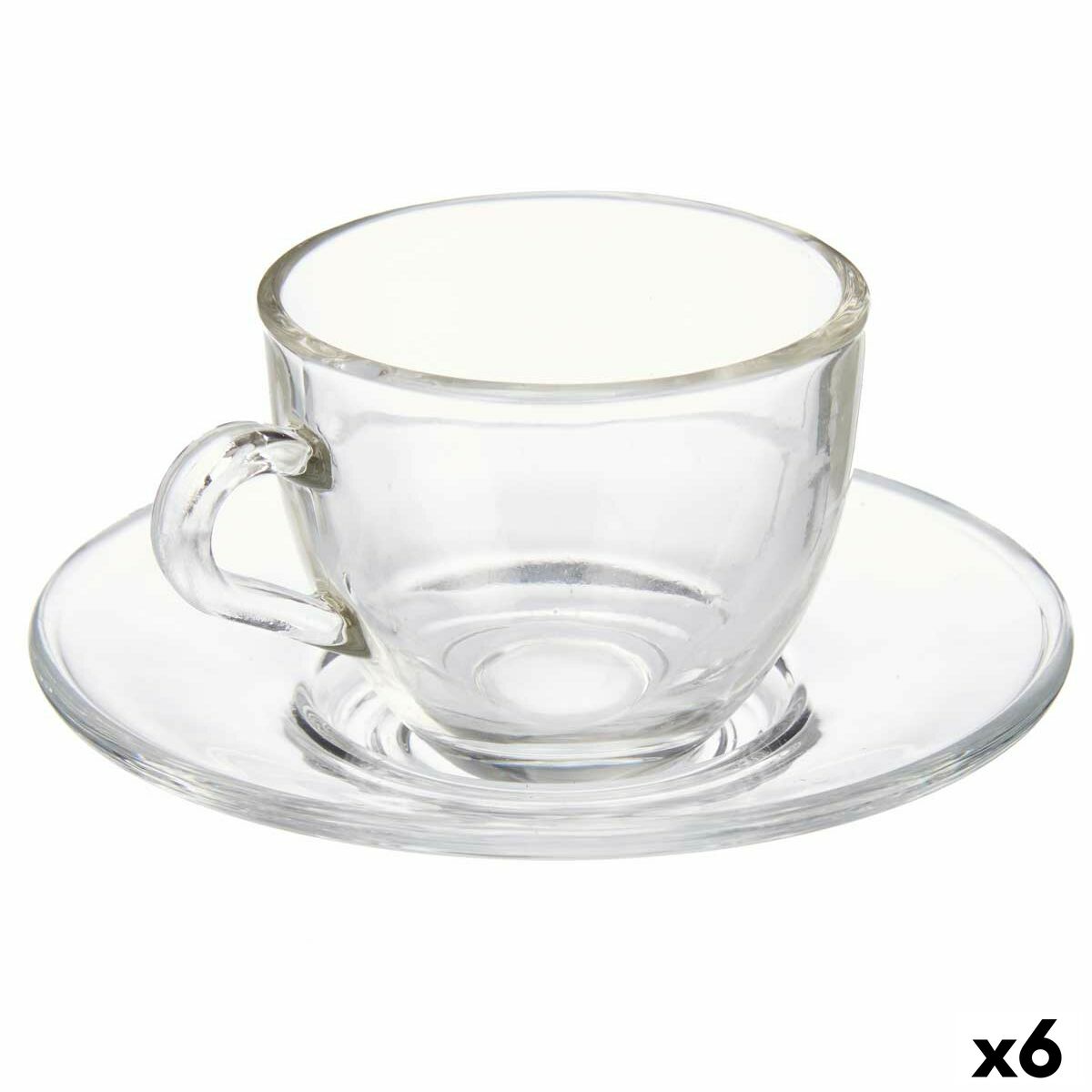 Tasse avec sous-tasse Vivalto Transparent verre 85 ml (6 Unités)