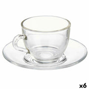 Tasse avec sous-tasse Vivalto Transparent verre 85 ml (6 Unités)