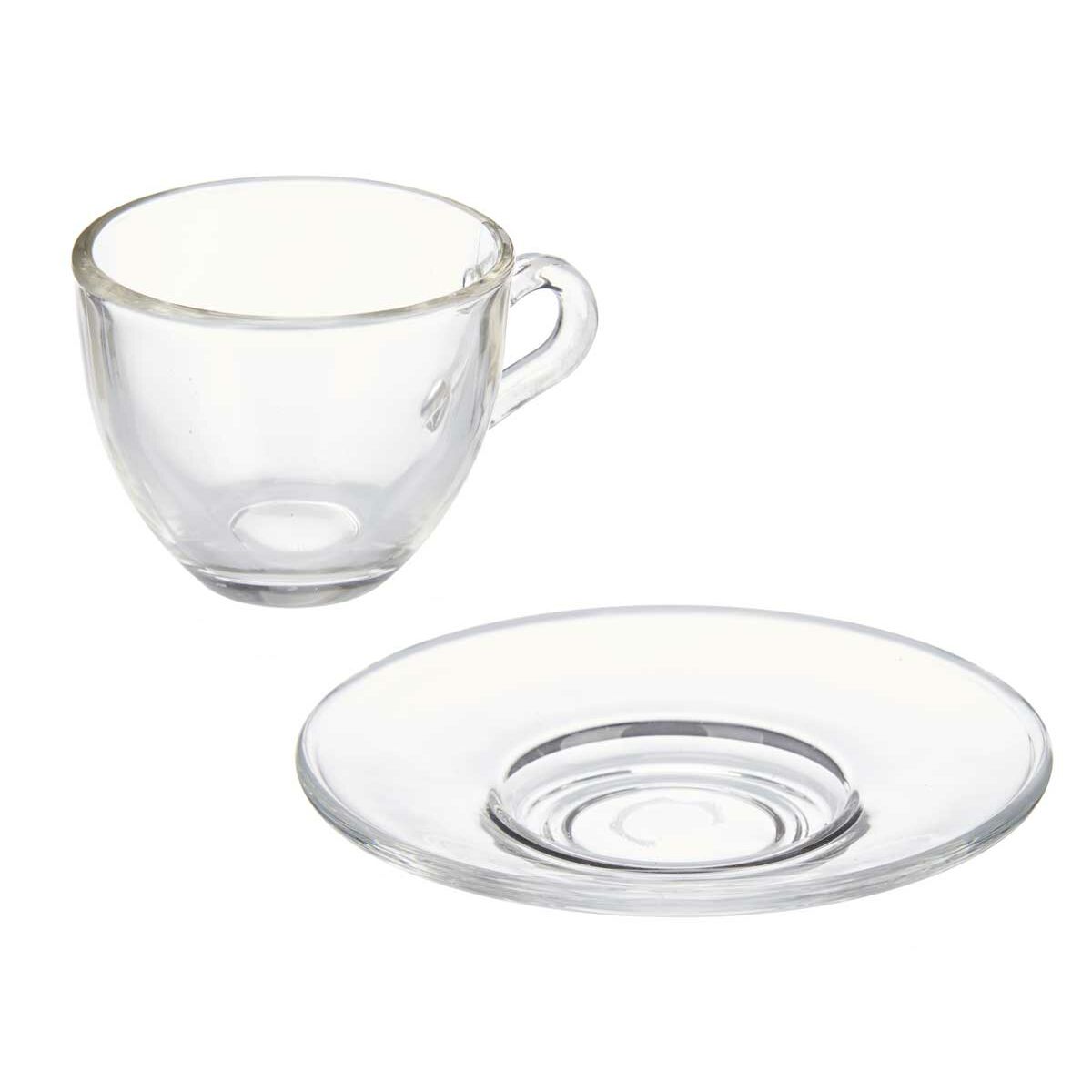 Tasse avec sous-tasse Vivalto Transparent verre 85 ml (6 Unités)