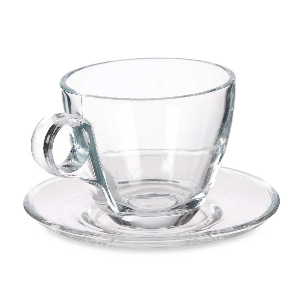 Tasse avec sous-tasse Vivalto Transparent verre 170 ml (6 Unités)