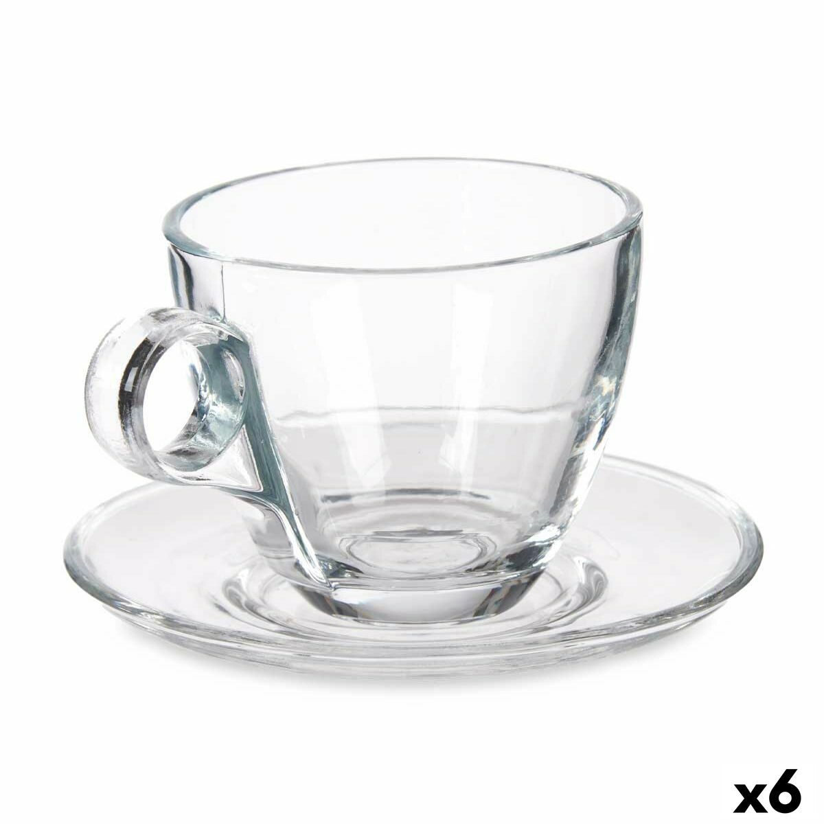 Tasse avec sous-tasse Vivalto Transparent verre 170 ml (6 Unités)