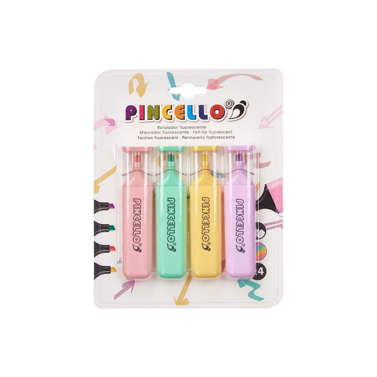 Ensemble de Marqueurs Fluorescents Pincello Jaune Multicouleur Rose Violet Menthe (12 Unités)