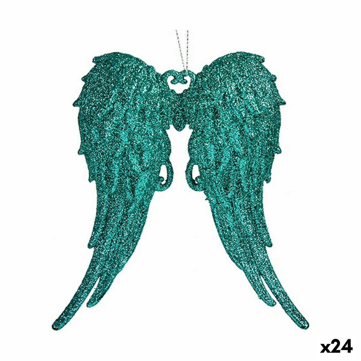 Décorations de Noël Krist+ Vert Plastique Paillettes Ailes d'ange 13 x 14,5 x 2,5 cm (24 Unités)
