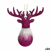 Décorations de Noël Krist+ Fuchsia Plastique Paillettes Renne 14 x 15,5 x 7 cm 13,5 x 15,5 x 7 cm (24 Unités)
