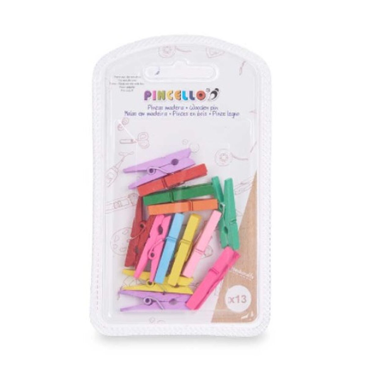 Pinces de serrage Pincello Multicouleur Bois Petit (24 Unités)