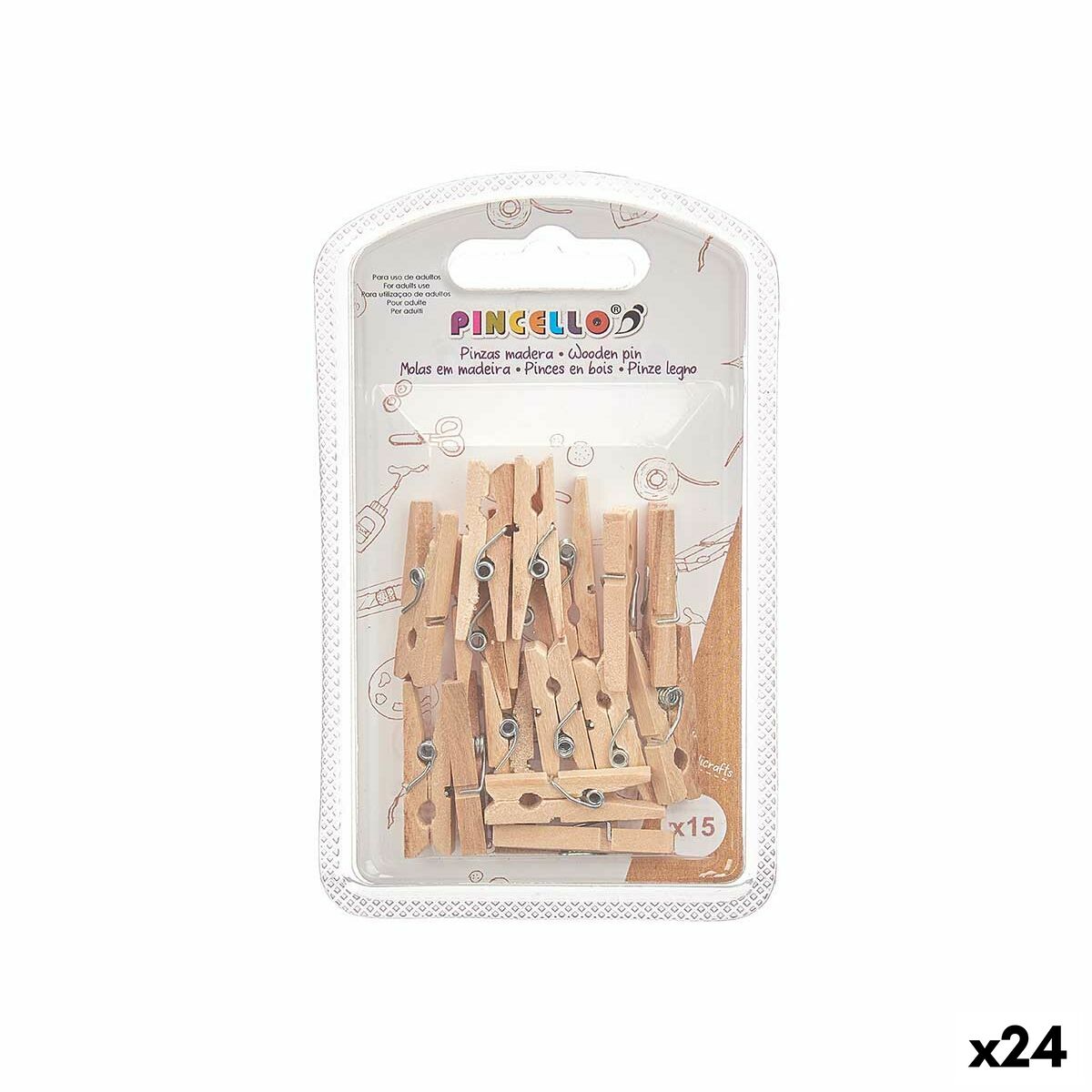 Pinces de serrage Pincello Marron Bois Petit (24 Unités)