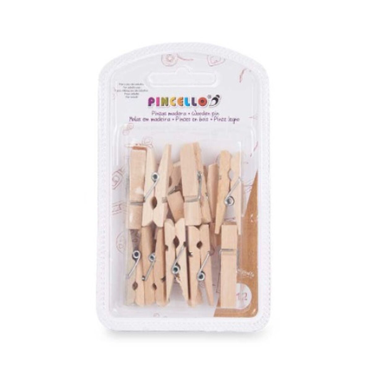 Pinces de serrage Pincello Marron Bois Moyen (24 Unités)