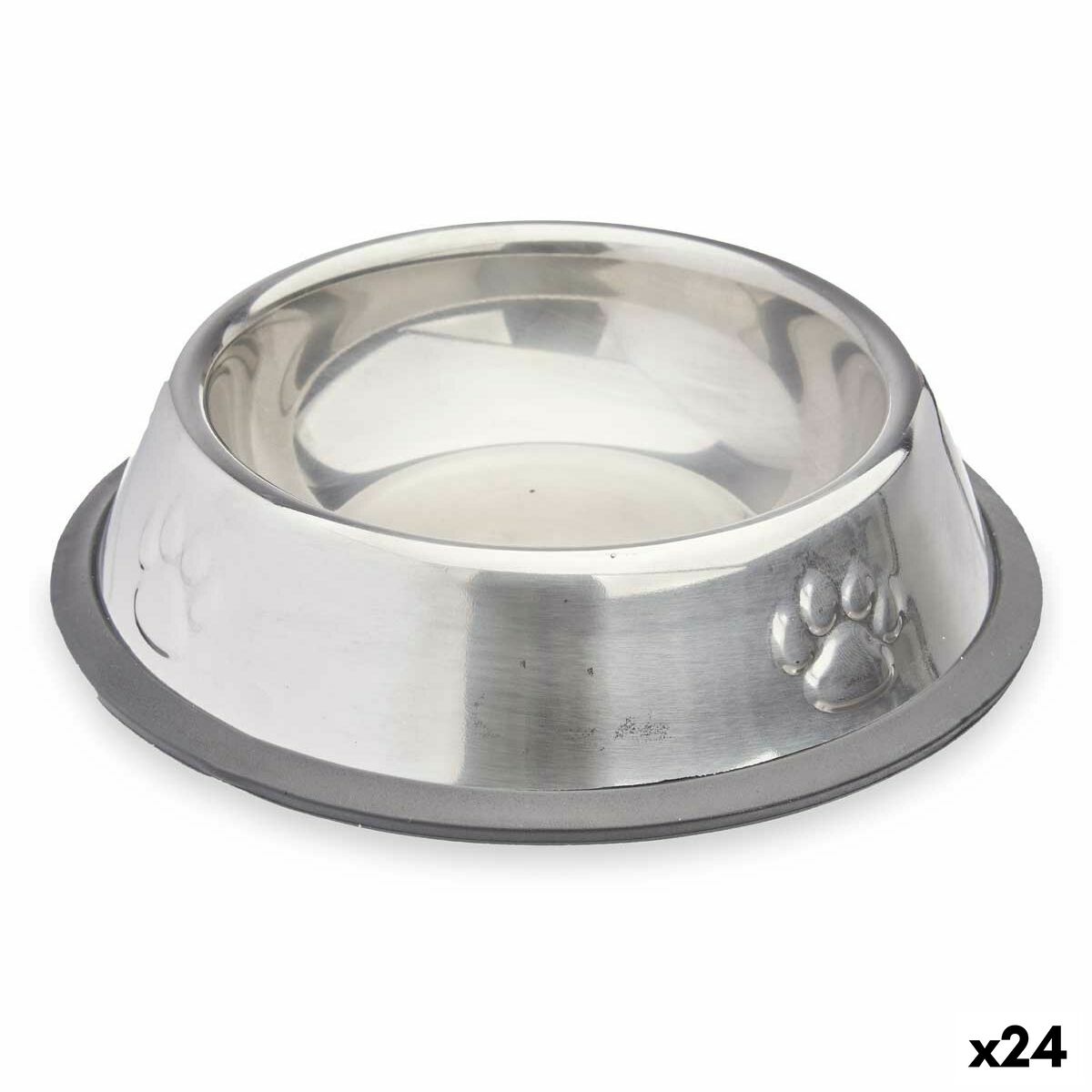 Mangeoire pour chiens Mascow Gris Argenté Caoutchouc Métal 15 x 4 x 15 cm 16 x 3,5 x 16 cm (24 Unités)