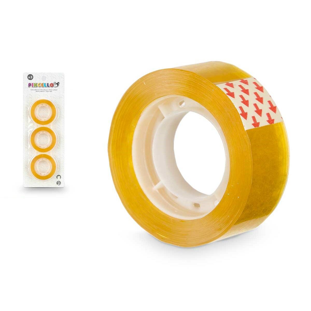 Ruban adhésif Pincello Jaune 8,5 x 23 x 2 cm 2,7 x 40 x 1,8 cm Lot 3 Pièces (48 Unités)