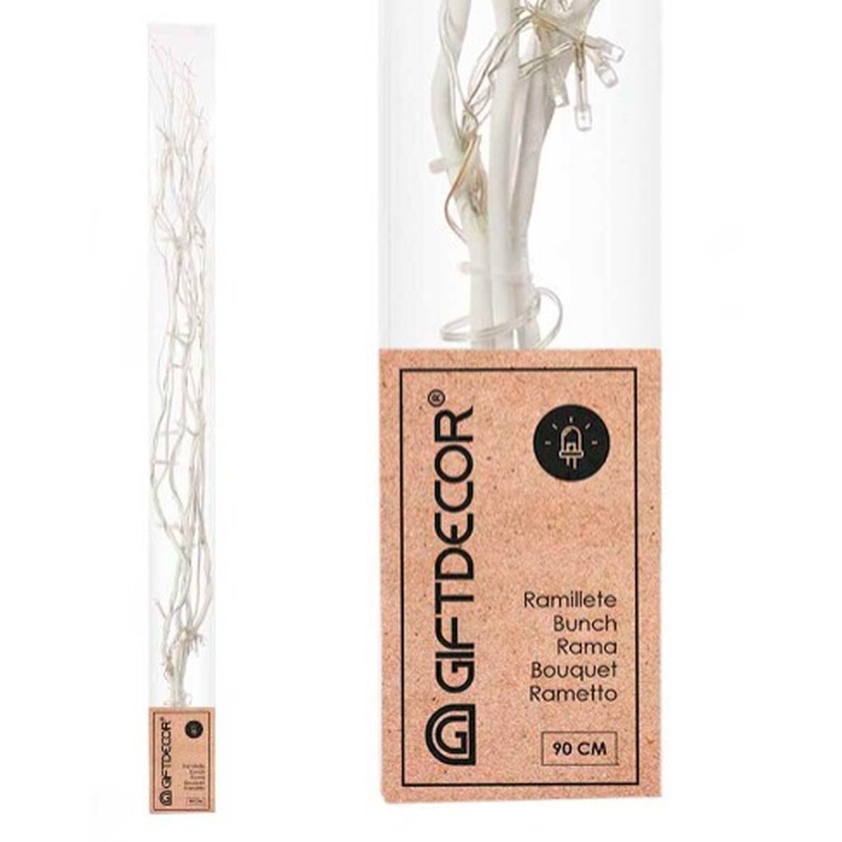 Bouquets Gift Decor Blanc Bois 20 x 90 x 6 cm Lumière LED (12 Unités)