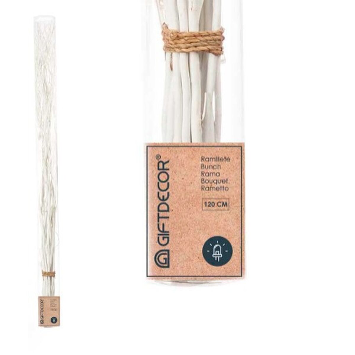 Bouquets Gift Decor Blanc Bois 10 x 120 x 10 cm Lumière LED (8 Unités)