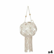 Lanterne Gift Decor Blanc Coton Verre Macramé 23 x 24 x 23 cm (4 Unités)