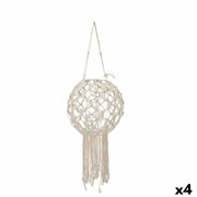 Lanterne Gift Decor Blanc Coton Verre Macramé 25 x 27 x 25 cm (4 Unités)