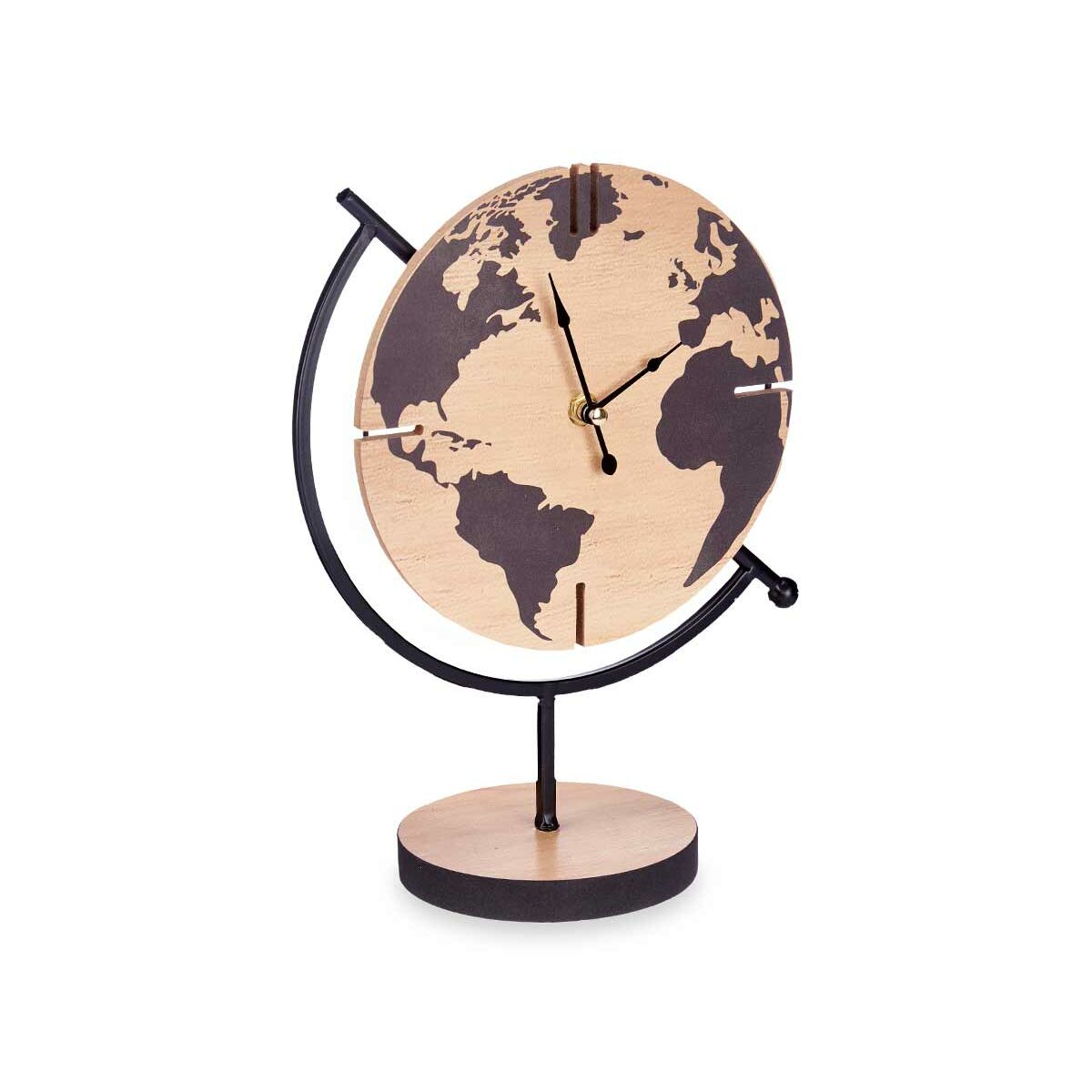 Horloge de table Gift Decor Noir Bois Mappemonde (6 Unités)
