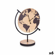 Horloge de table Gift Decor Noir Bois Mappemonde (6 Unités)