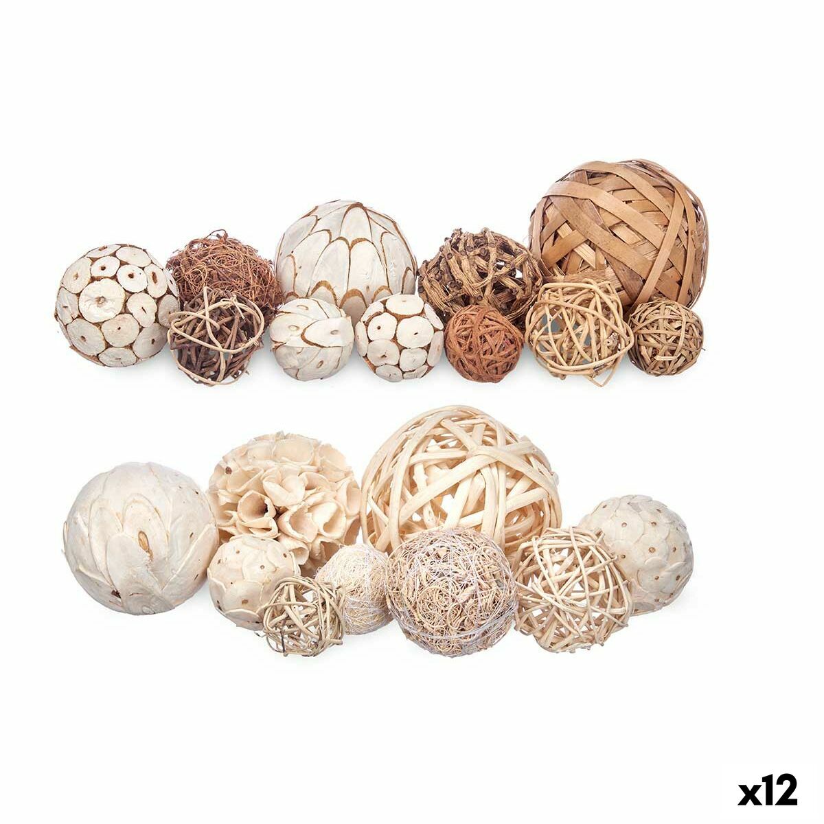 Jeu de boules décoratives Gift Decor Blanc Marron 20 x 30 x 10 cm (12 Unités)