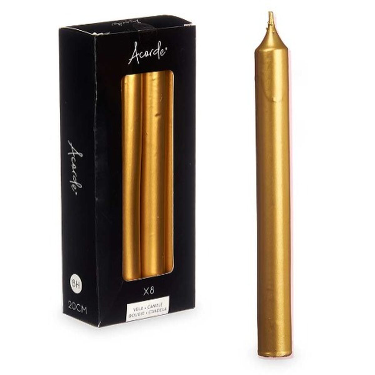 Ensemble de Bougies Acorde Doré 2 x 2 x 20 cm 8,5 x 21 x 4,5 cm (12 Unités)