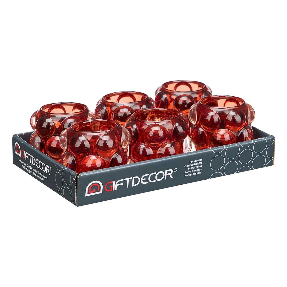 Bougeoir Gift Decor Orange Tuile Verre 8,4 x 9 x 8,4 cm Microsphères (12 Unités)