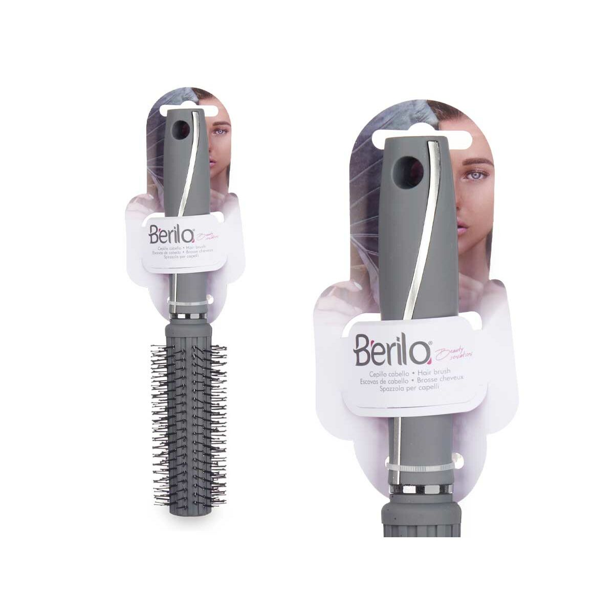 Brosse Ronde Berilo Gris Silicone Plastique (12 Unités)
