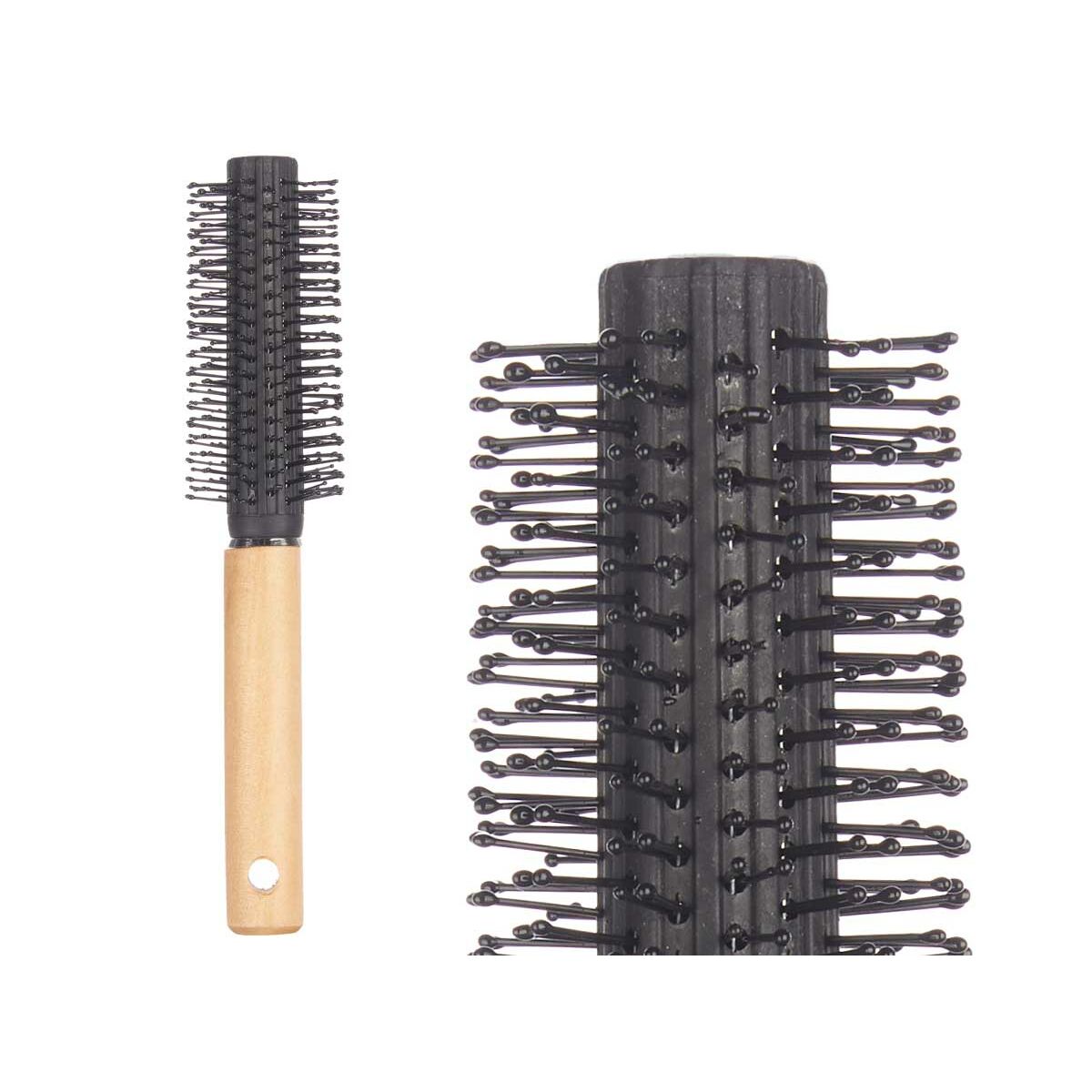 Brosse Ronde Berilo Marron Noir Bois Silicone Plastique (12 Unités)