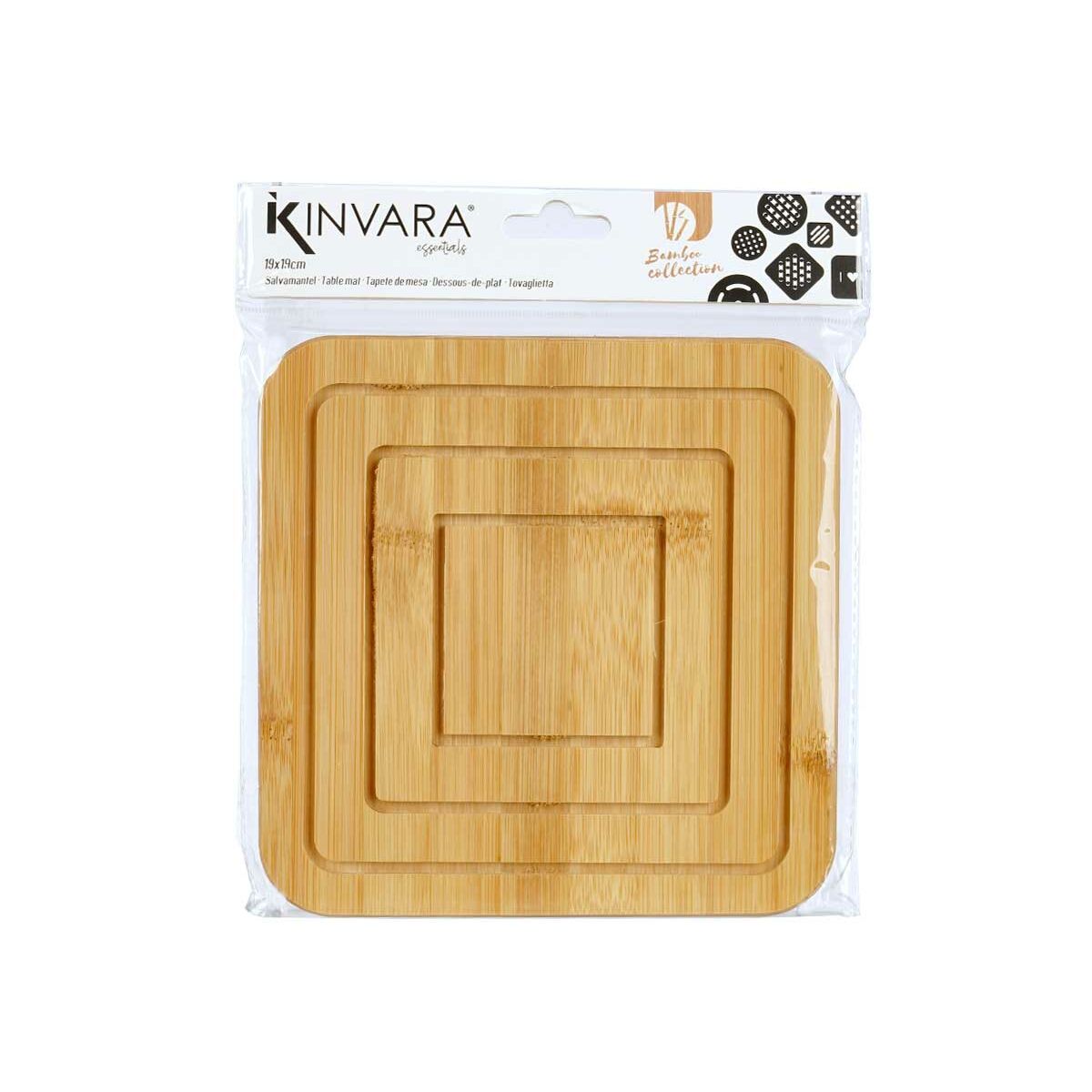 Dessous de plat Kinvara Naturel Bambou Carré 19 x 1 x 19 cm 18,7 x 1 x 18,7 cm (24 Unités)