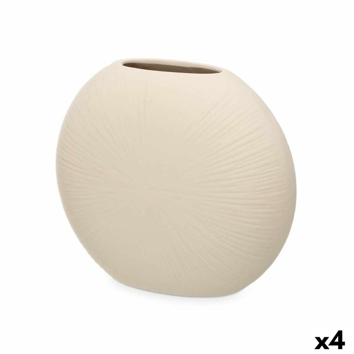 Vase Gift Decor Beige Céramique Circulaire 29 x 26 x 11 cm (4 Unités)