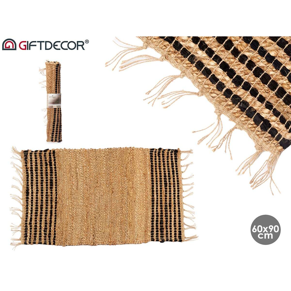 Tapis Gift Decor Noir Naturel 60 x 90 cm (12 Unités)