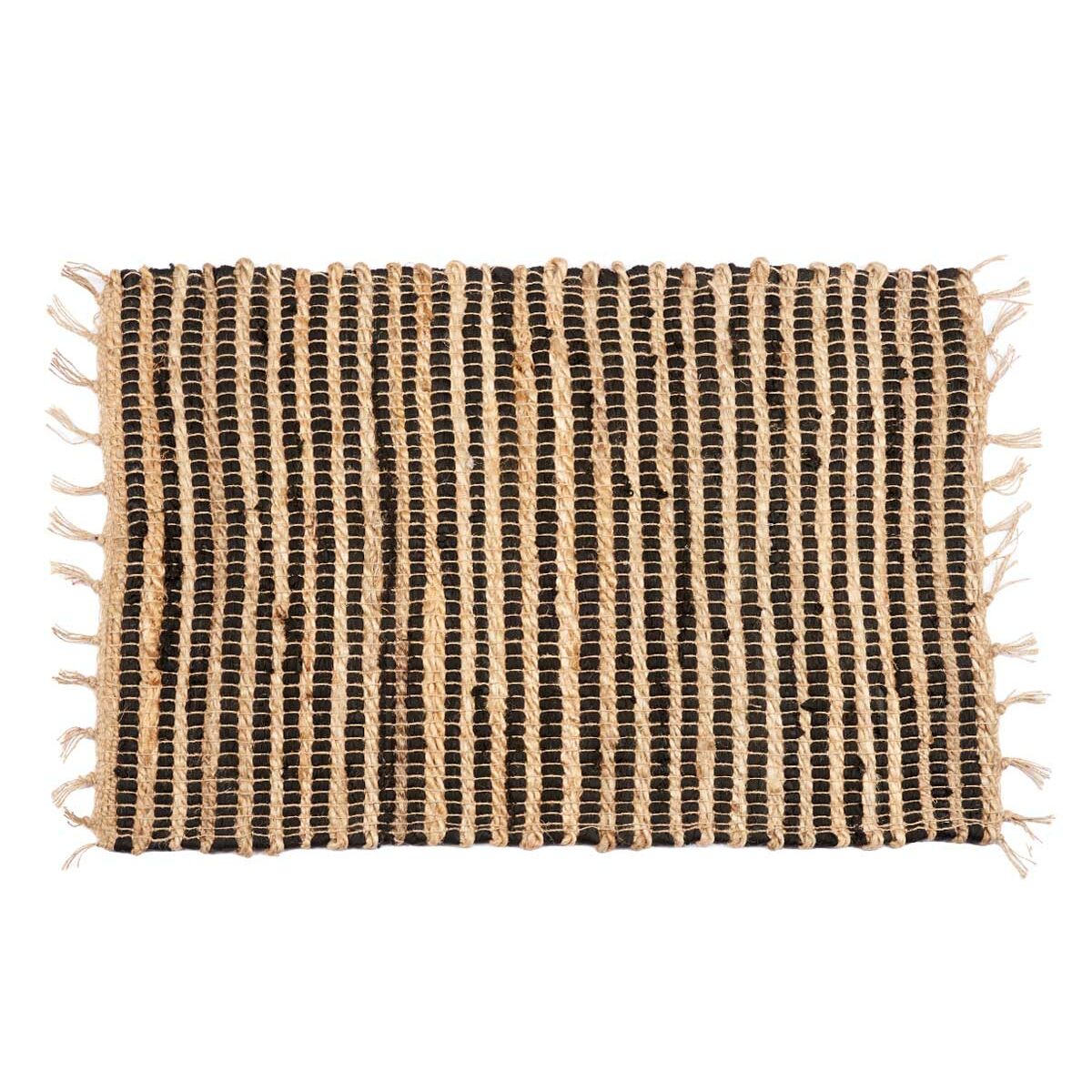 Tapis Gift Decor Noir Naturel Rayures 60 x 1 x 90 cm (12 Unités)