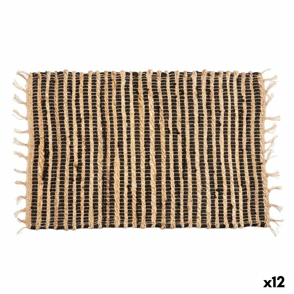 Tapis Gift Decor Noir Naturel Rayures 60 x 1 x 90 cm (12 Unités)