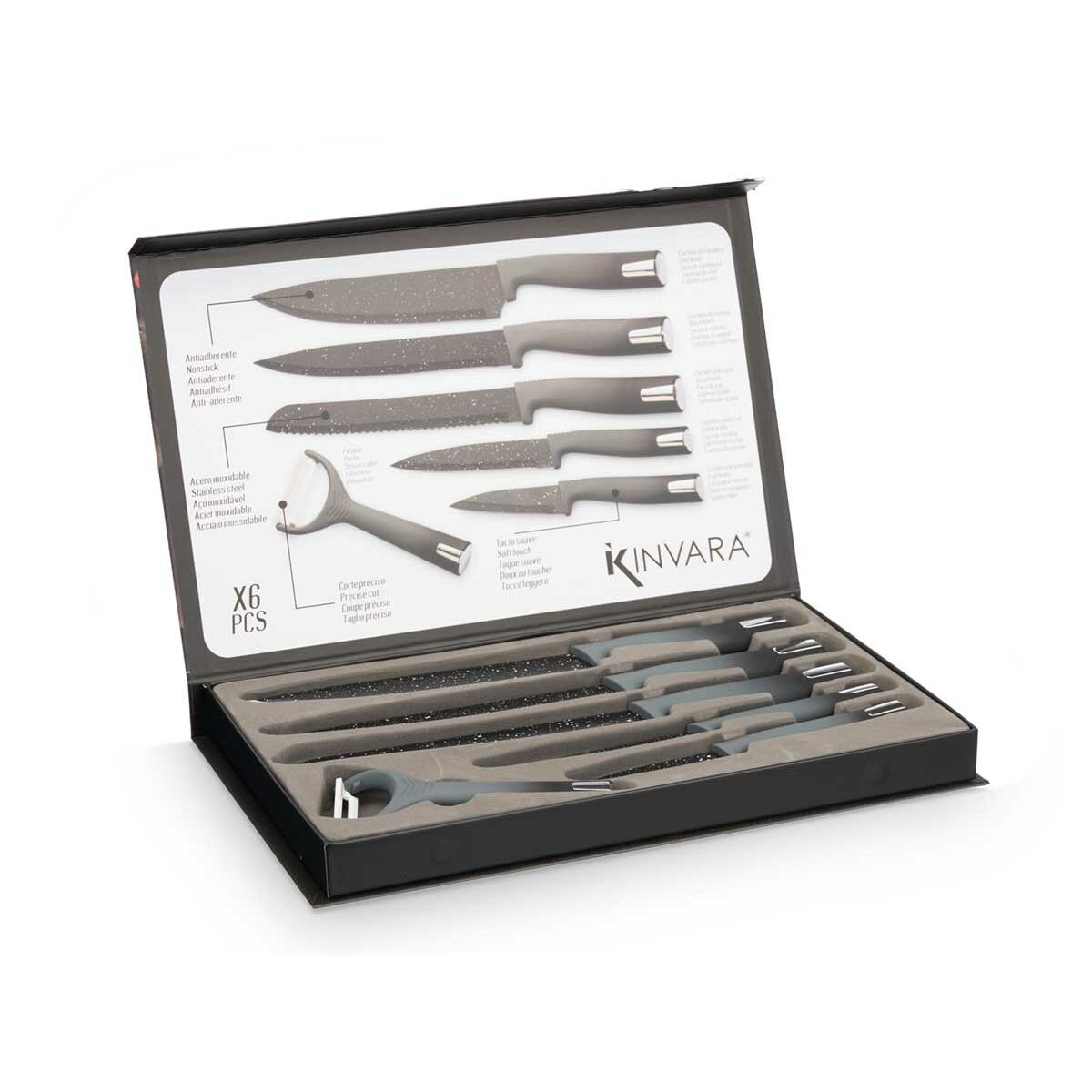 Ensemble de Couteaux Kinvara Noir Acier inoxydable polypropylène 6 Pièces (6 Unités)