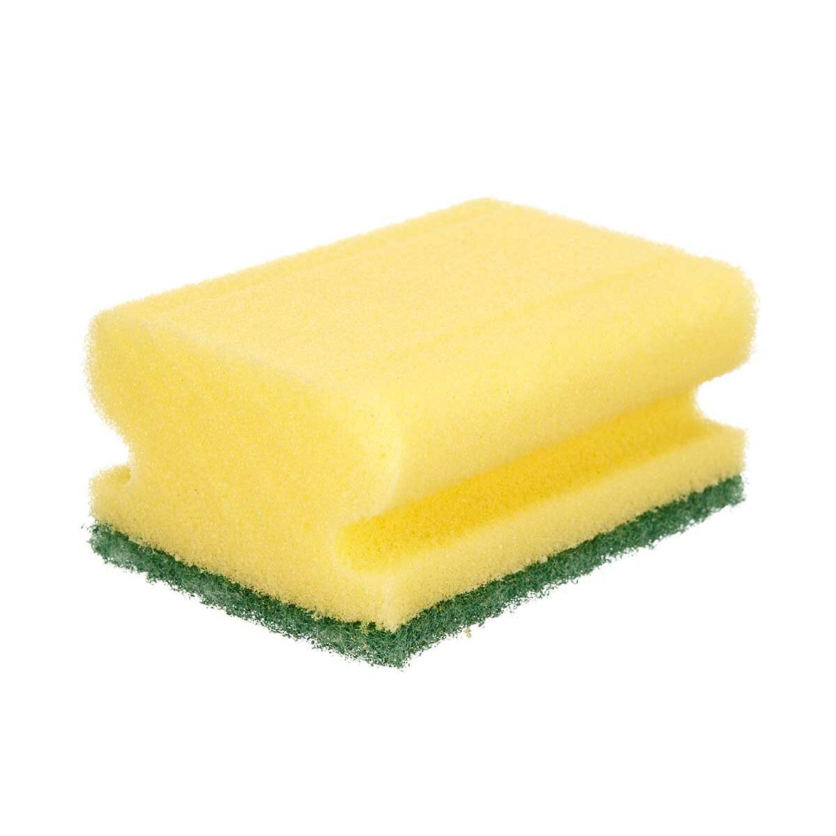 Lot de tampons à récurer Jaune Vert Polyuréthane Fibre abrasive 18 x 13 x 4,5 cm 4 Pièces (11 Unités)