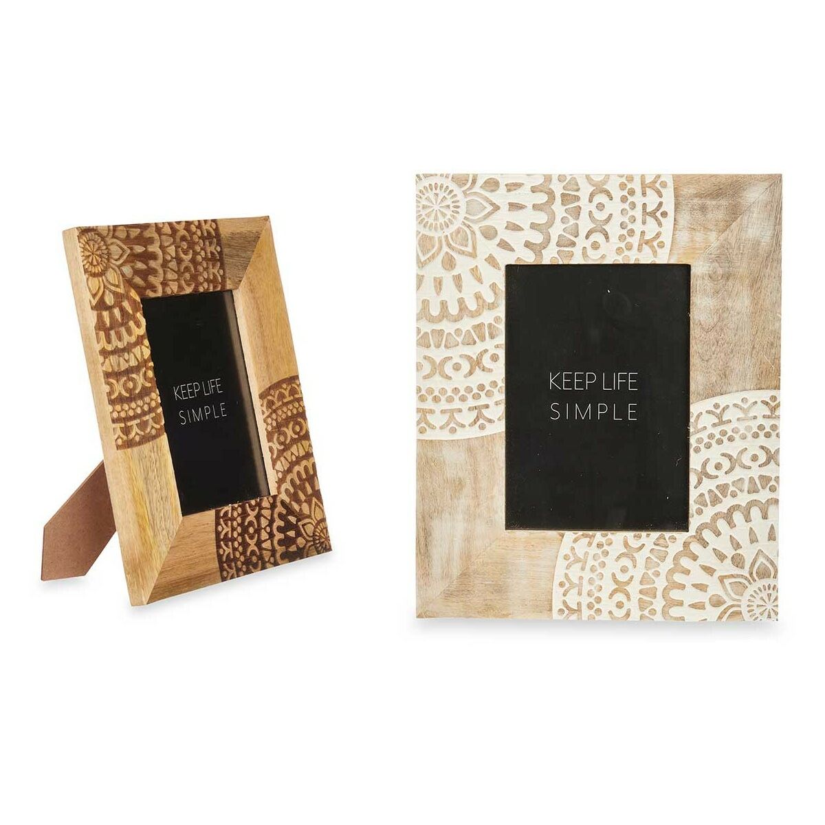 Cadre photo Gift Decor Blanc Marron Bois de manguier Mandala 22,3 x 28 x 1,5 cm (6 Unités)