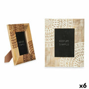 Cadre photo Gift Decor Blanc Marron Bois de manguier Mandala 22,3 x 28 x 1,5 cm (6 Unités)