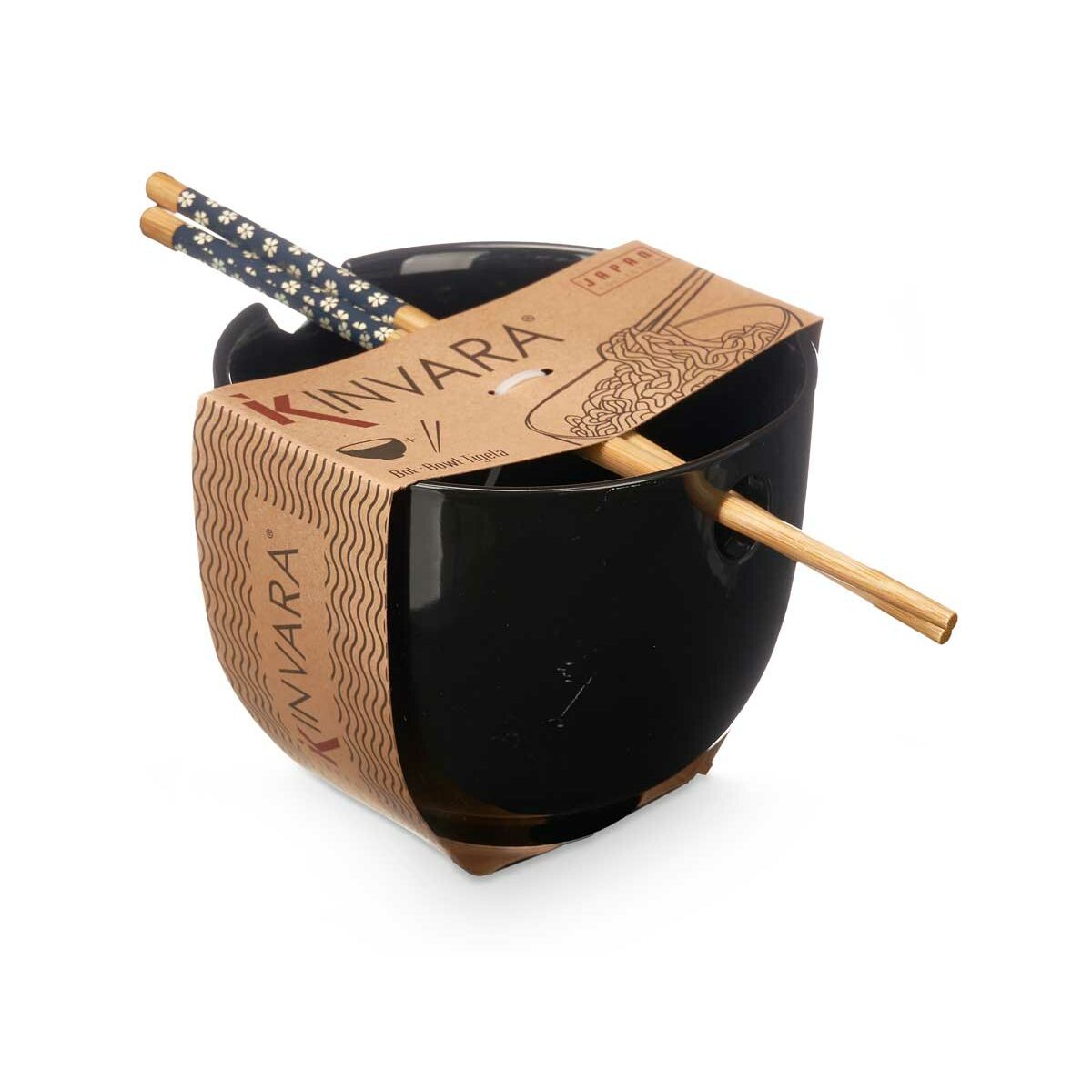 Bol Kinvara Noir Bambou Porcelaine 24 x 10,7 x 13,3 cm Bâtons asiatico/oriental (12 Unités)