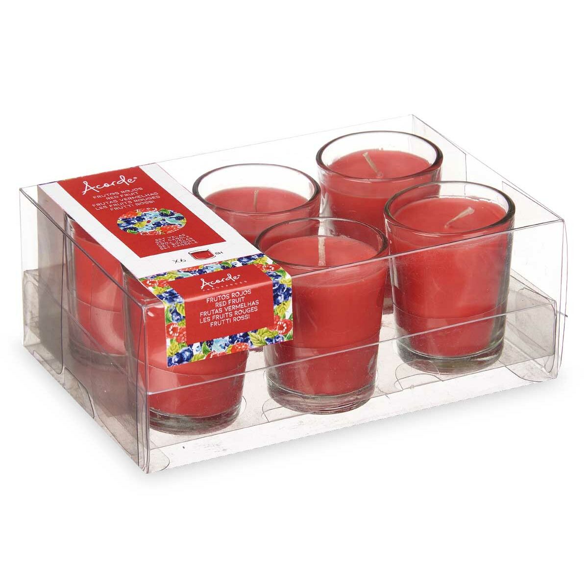 Ensemble de Bougies Parfumées Acorde Fruits rouges Verre (12 Unités)