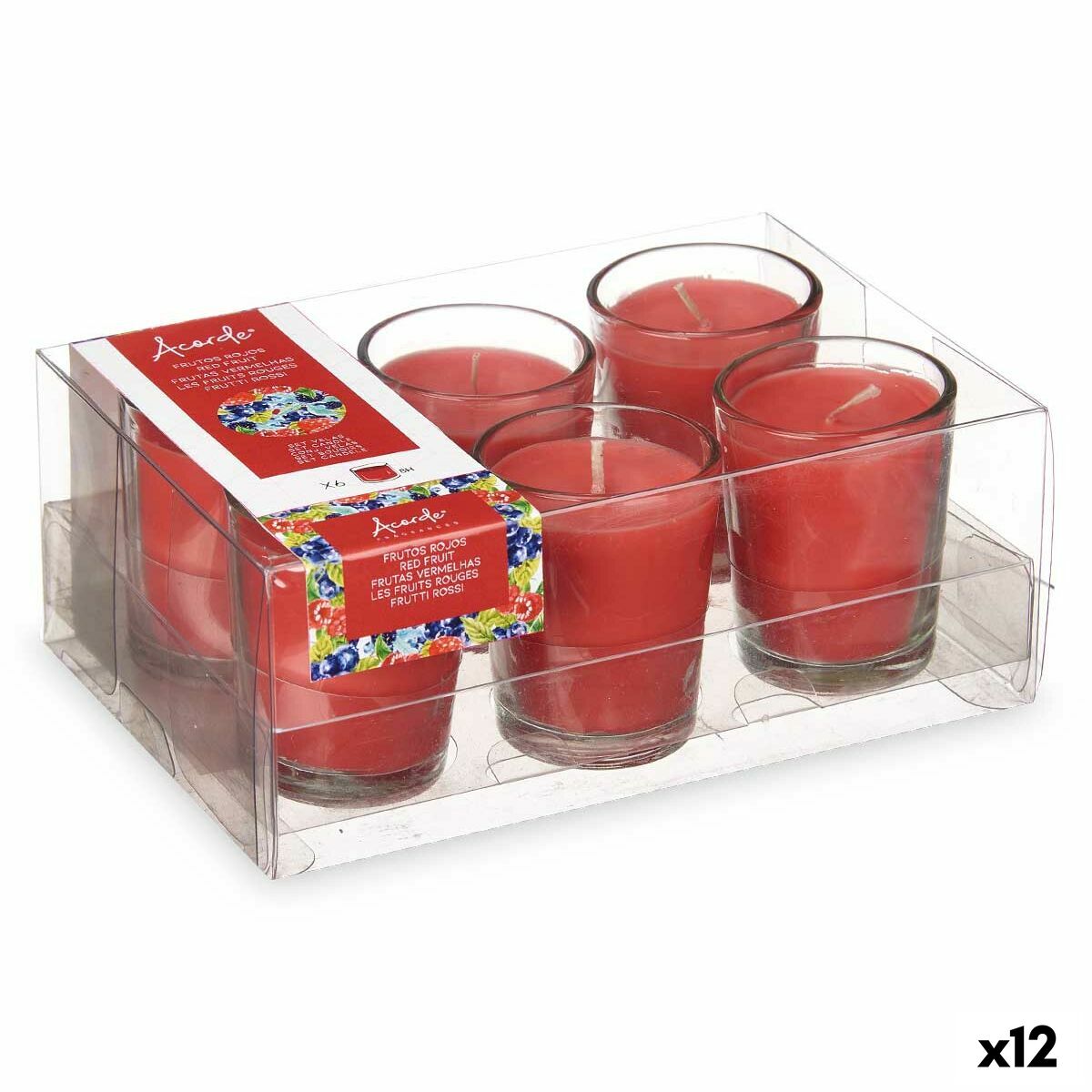 Ensemble de Bougies Parfumées Acorde Fruits rouges Verre (12 Unités)