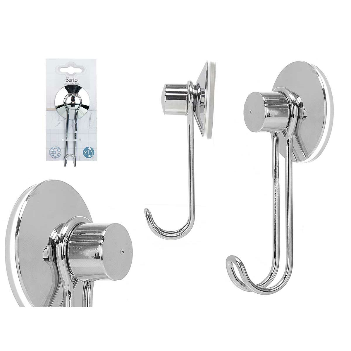 Crochet pour suspendre Berilo Métal Acier ABS 6 x 13 x 4 cm (24 Unités)