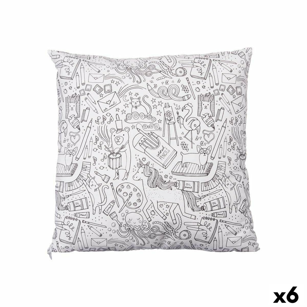 Coussin Pincello Blanc Noir 43 x 13 x 43 cm Pour peindre (6 Unités)