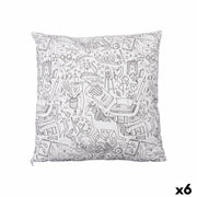 Coussin Pincello Blanc Noir 43 x 13 x 43 cm Pour peindre (6 Unités)