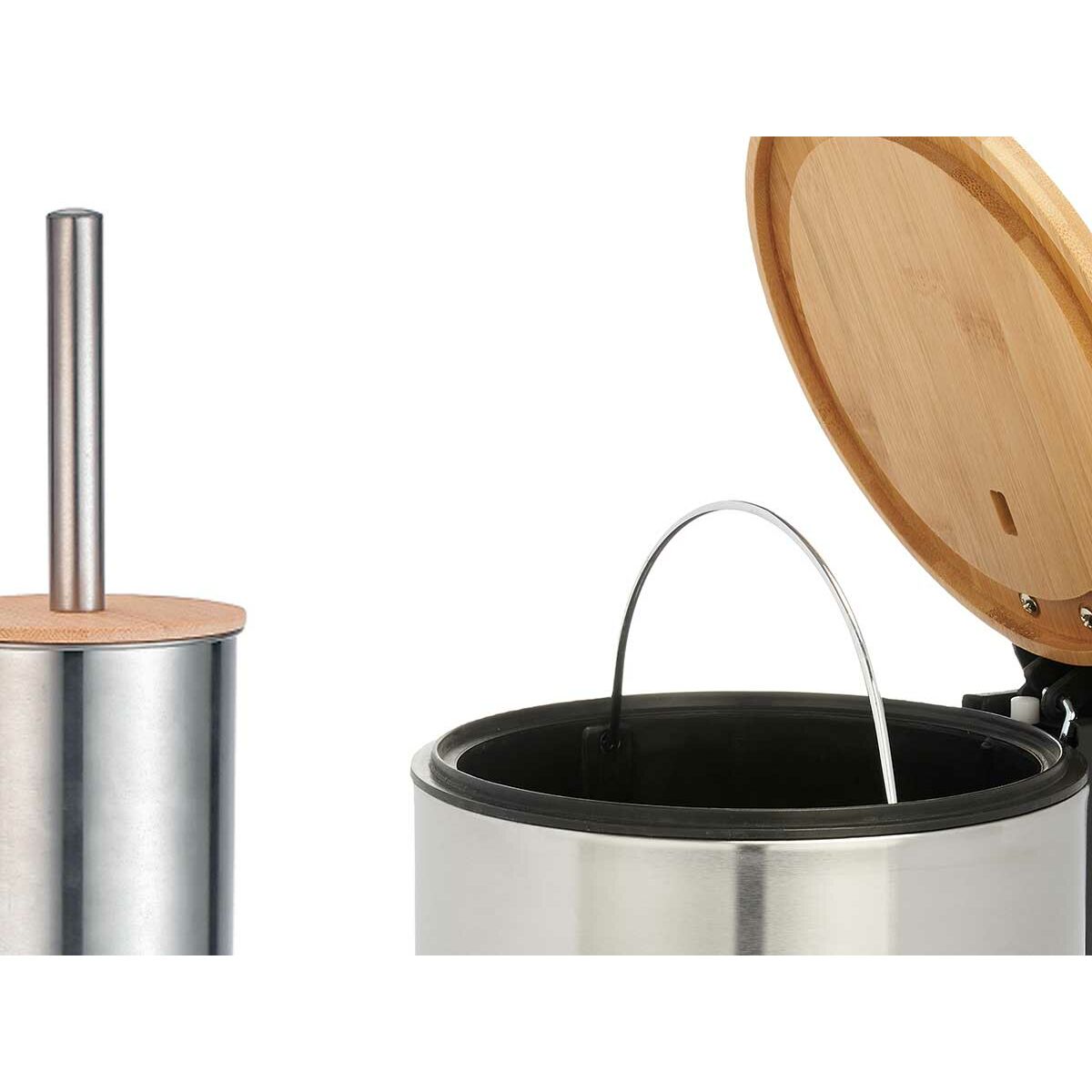 Ensemble de Bain Berilo Argenté Bambou Acier inoxydable polypropylène 25 x 28 x 20 cm 28,5 x 28 x 18 cm 2 Pièces (6 Unités)