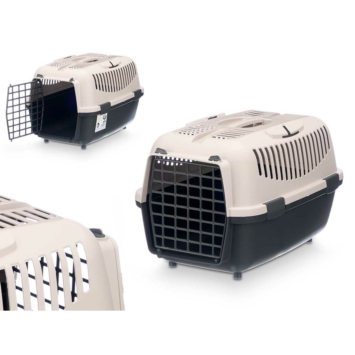 Cage de Transport Mascow Anthracite Gris clair Plastique 36 x 35 x 55 cm (6 Unités)