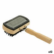Brosse pour Chiens Mascow Marron Gris 10 x 17 x 5 cm Double (12 Unités)