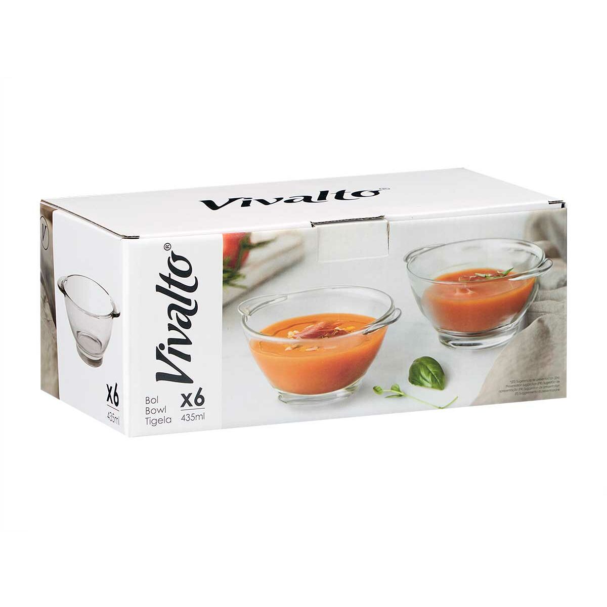 Tasses pour soupe Vivalto Transparent 435 ml 16,5 x 6,5 x 13,3 cm (6 Unités)