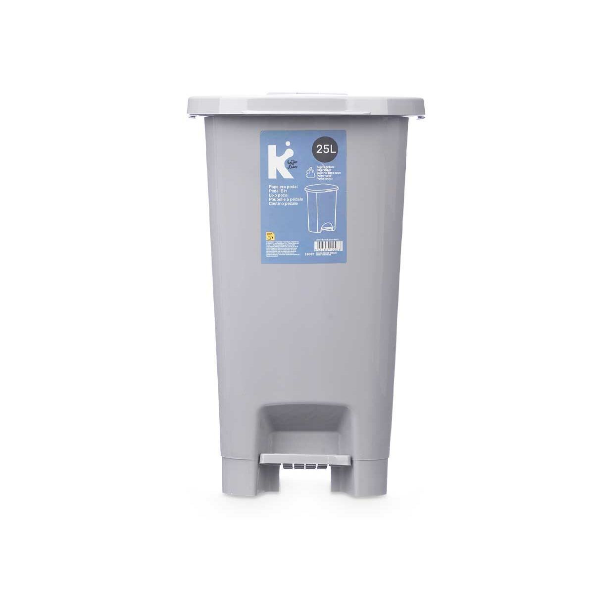 Poubelle à pédale Gris Plastique 25 L (6 Unités)