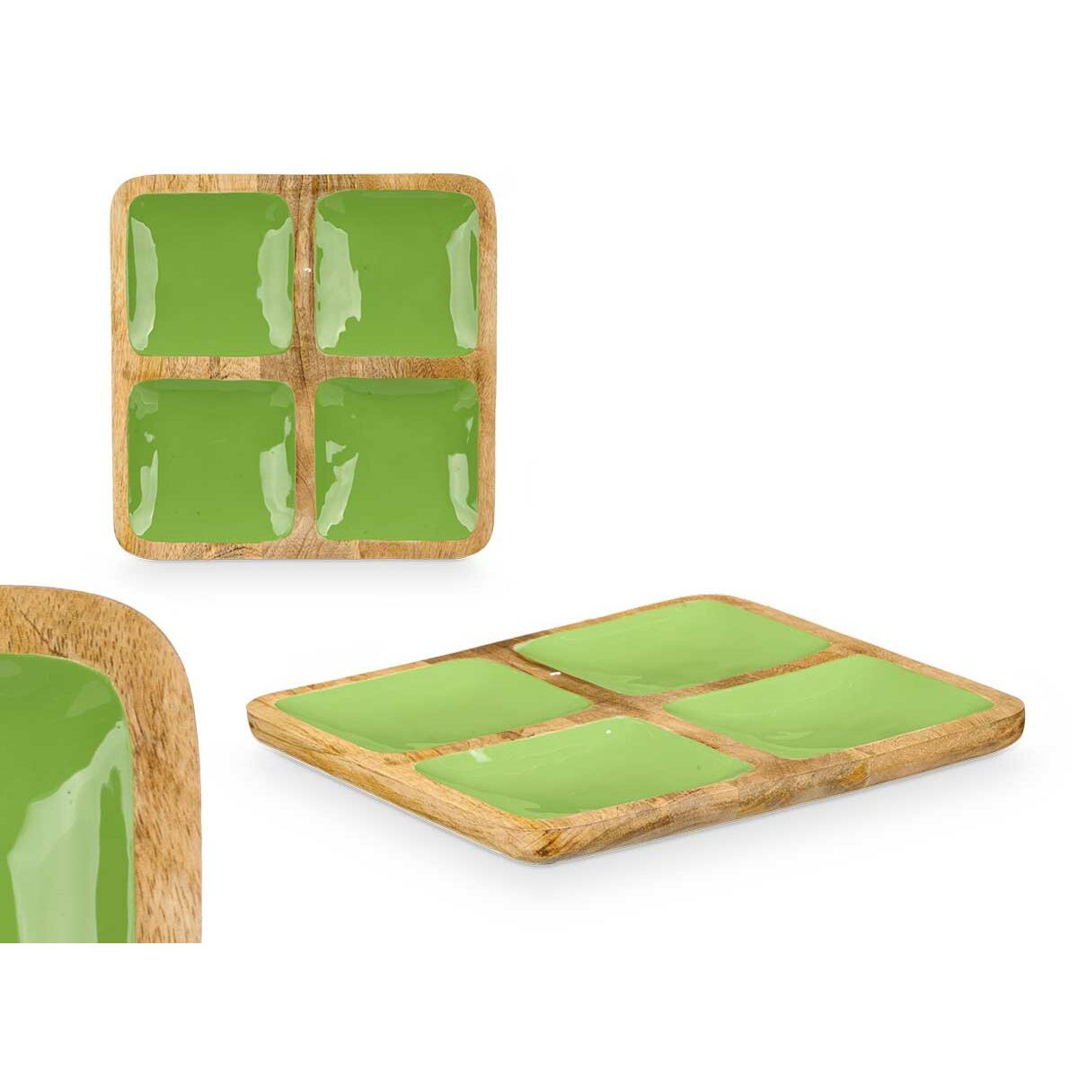 Plateau avec Compartiments Gift Decor Vert 31 x 3 x 3 cm (6 Unités)