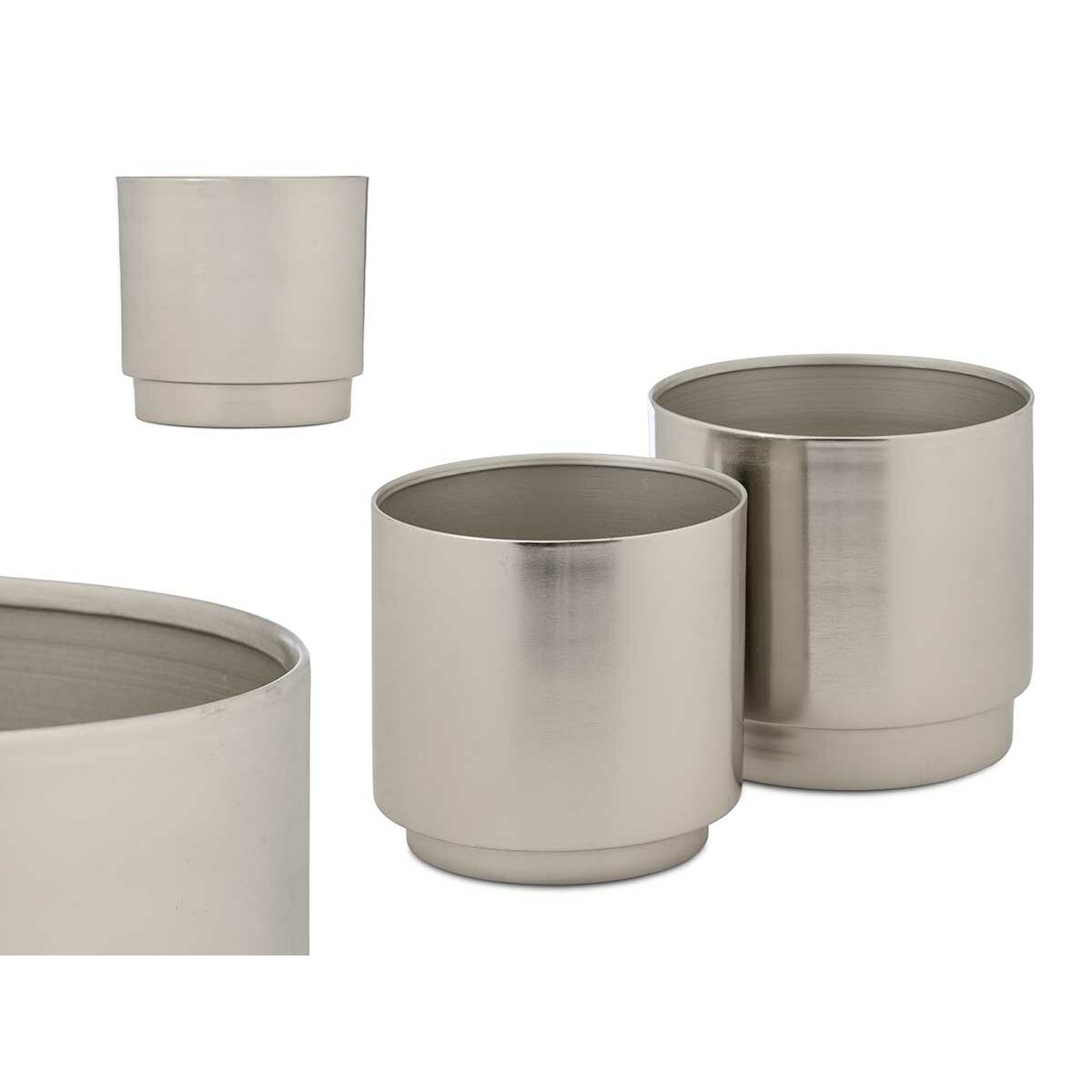 Set de pots Gift Decor Argenté Fer 18 x 16,5 x 18 cm 16 x 15,5 x 16 cm (6 Unités)