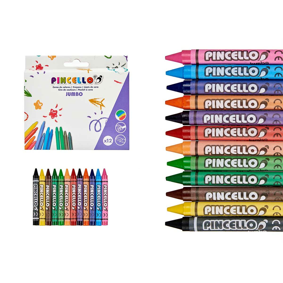 Crayons gras de couleur Pincello (12 Unités)