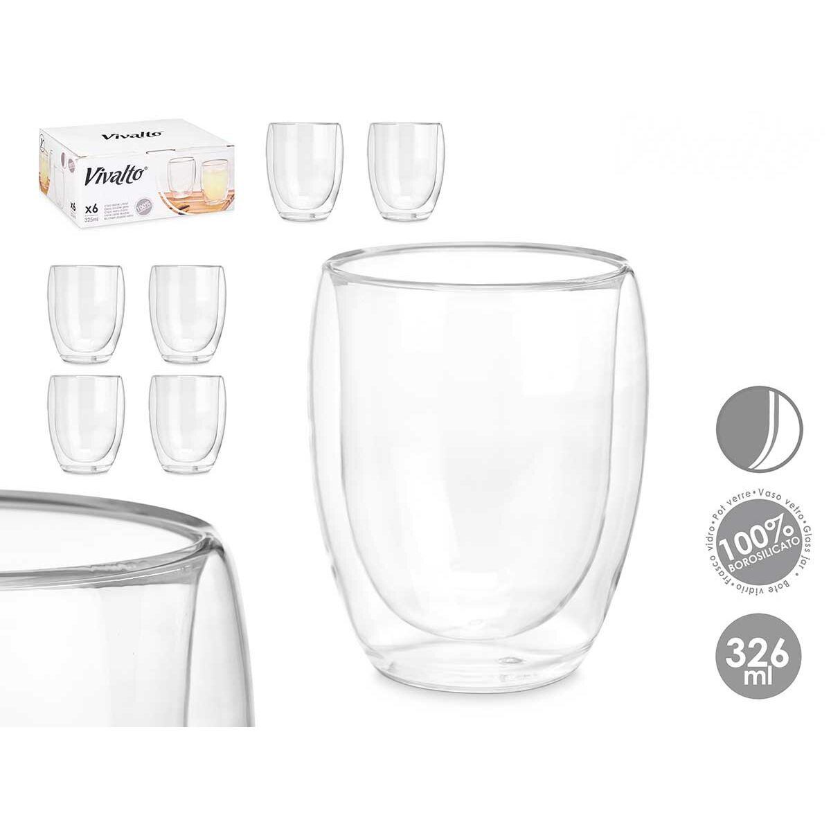 Verre d'eau Vivalto Transparent Verre Borosilicaté 326 ml (6 Unités)